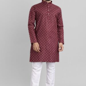 Men Cotton Blend Kurta Pyjama Set